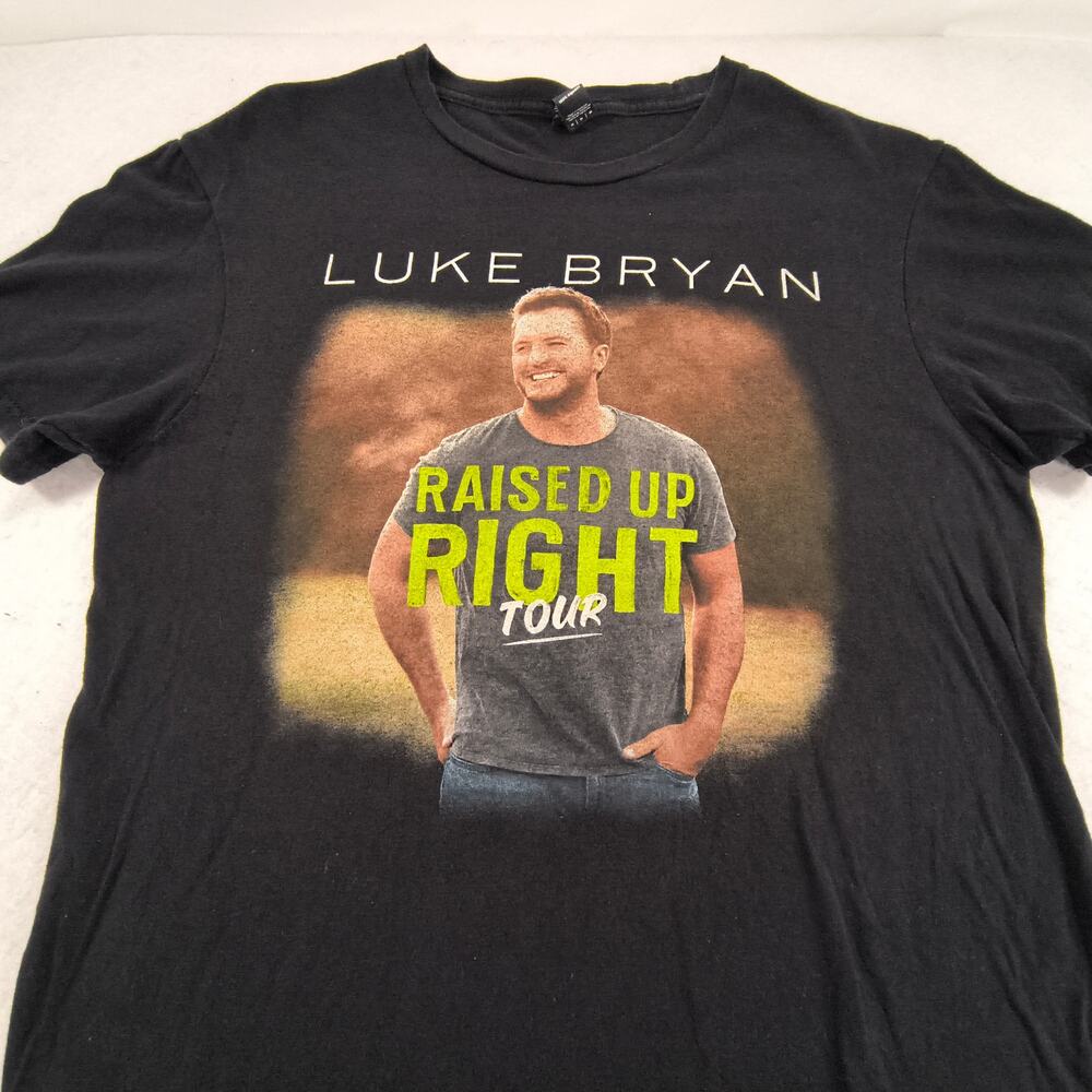 Luke Bryan Band Casual Short Sleeve Graphic T Shirt Mens Size Medium M Black